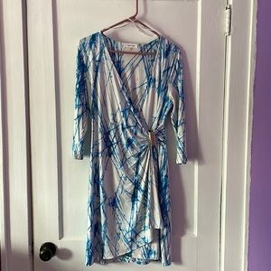 Calvin Klein Medium Blue and white above knee dress